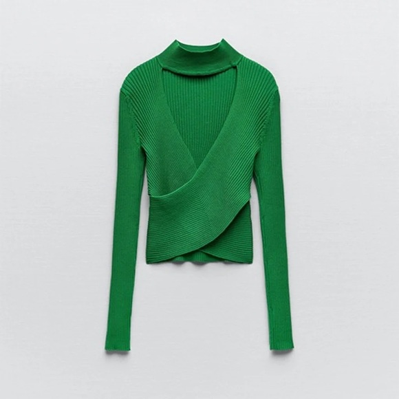 Zara Bodycon Cut-Out Knit Sweater Crop Top - Picture 5 of 9